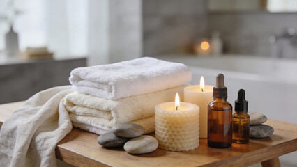 Spa Wellness Still Life on Table &mdash; Luxury Relaxation and Self-Care Stock Photo