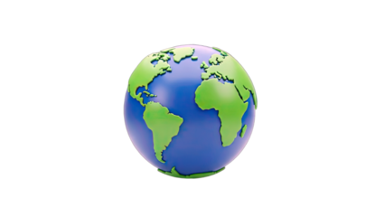 3D Earth Globe on White Background