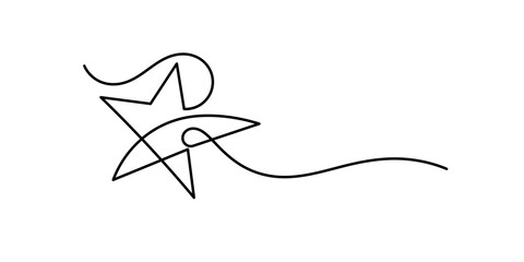 Obraz premium hand draw doodle stars illustration in continuous line art. Star Shapes Continuous Line Icon, One line Drawing.