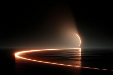 Curved celestial formation radiates light outward in the vast Universe