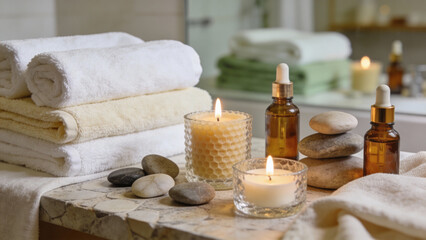 Spa Wellness Still Life on Table &mdash; Luxury Relaxation and Self-Care Stock Photo