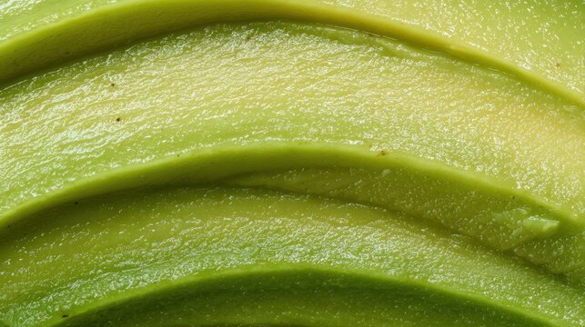 Close-up of fresh avocado slices showing texture and vibrant green color for culinary design