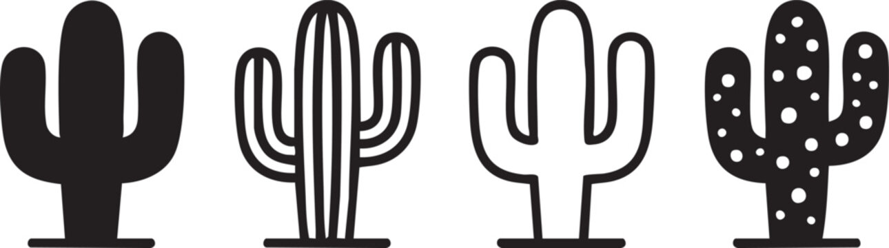 cactus icon vector logo symbol desert flower botanica plant garden summer tropical illustration doodle