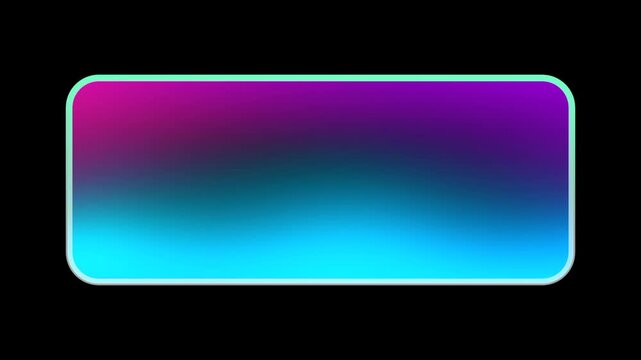 A rounded rectangular button glows with a vibrant blue and purple gradient outline against a dark background for a sleek digital interface look
