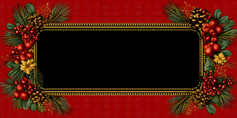 red christmas frame around edge black center