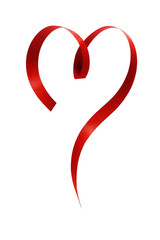 Red Ribbon Heart Shape Isolated on Transparent Background
