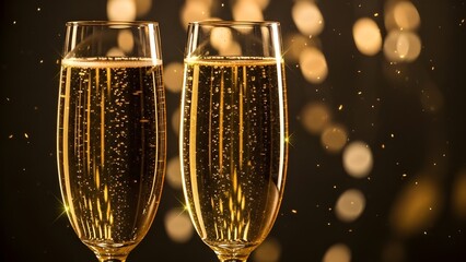Luxury Celebration Background with Champagne Glasses and Golden Sparkle