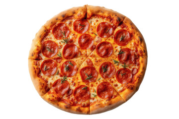 Pepperoni Pizza Isolated on Transparent Background
