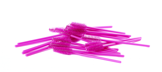 pink eyelash brushes, eyebrow brushes isolated on white background