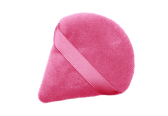 pink triangle soft makeup sponge, cosmetic loose powder puff, smooth foundation puff, beauty blender isolated on white background
