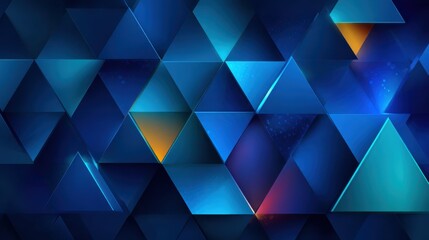 Dark blue geometric background featuring triangles and cubes forming a modern graphic design pattern, suitable for banners, flyers, cards, covers, or brochures