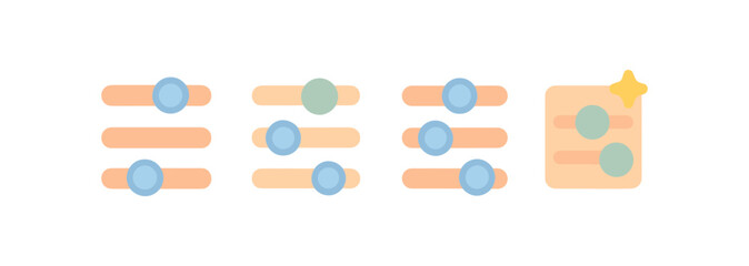 Colorful flat design of adjustable interface sliders with customization options