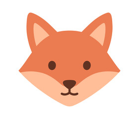 Fototapeta premium Flat fox head icon in simple cartoon style on white background