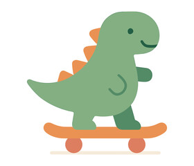Fototapeta premium Cute dinosaur riding skateboard with playful expression