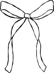 Ribbon bow line art illustration. Minimal continuous line drawing of ribbon bow, perfect for logo design, packaging, greeting cards, wedding decor, and fashion accessories