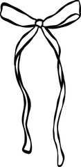 Ribbon bow line art illustration. Minimal continuous line drawing of ribbon bow, perfect for logo design, packaging, greeting cards, wedding decor, and fashion accessories