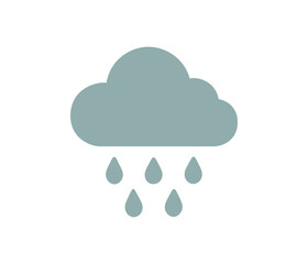 Obraz premium Simple rain cloud icon: minimalist gray weather symbol for forecasts