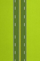 Obraz premium Minimal Road Divider Illustration on Lime Green Background