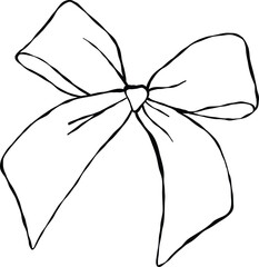Ribbon bow line art illustration. Minimal continuous line drawing of ribbon bow, perfect for logo design, packaging, greeting cards, wedding decor, and fashion accessories