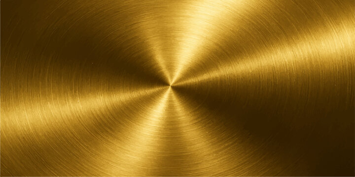 Shiny brushed gold and silver metallic texture with a polished circular pattern on a smooth stainless steel material surface