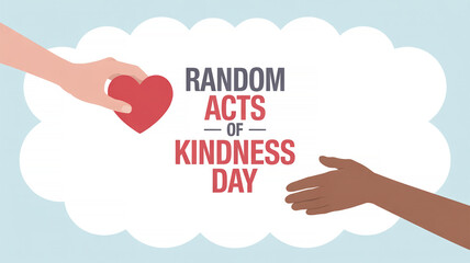 Random acts of kindness day concept illustration with hands and heart