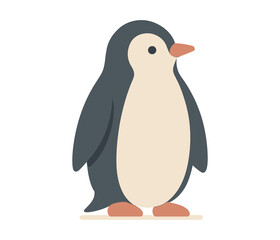 Fototapeta premium Cute flat penguin standing on white background