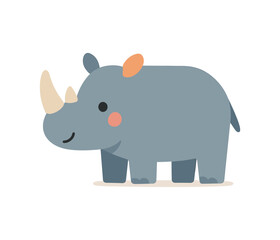 Obraz premium Cute cartoon rhinoceros illustration for kids