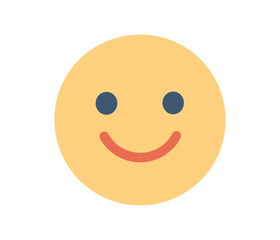 Fototapeta premium Simple flat style yellow smiley face with orange smile and eyes