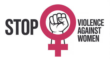 Stop violence against women, a powerful protest illustration featuring a raised fist