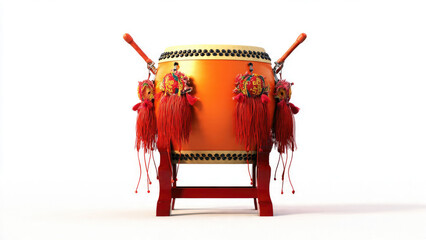 Traditional Chinese drum with drumsticks.
