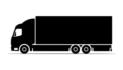 Truck icon. Black silhouette. Side view. Vector simple flat graphic illustration. Isolated object on a white background.