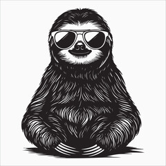 Obraz premium Cool sloth wearing sunglasses silhouette vector illustration