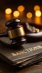 Gavel and Sanctions Document in Warm Lighting for Legal Editorial Use