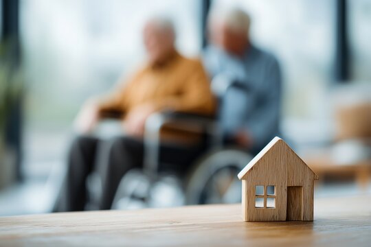 Model of a House on a Table with a Senior Couple Out of Focus - Powered by Adobe