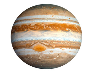 Jupiter auf weißem Hintergrund – isolierter, transparenter Freisteller des Planeten