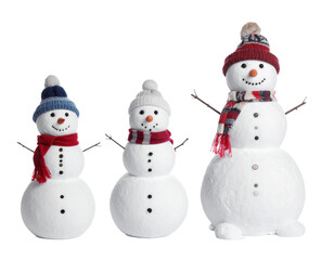 Schneemann isoliert auf wei&szlig;em Hintergrund &ndash; Freisteller, Winter, Weihnachten, transparent