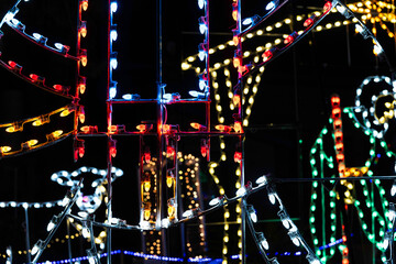 An abstracted view of blurry Christmas lights