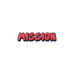 Vibrant Red 'MISSION' Word in Bold 3D Style Text on White Background