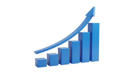 Increasing trend graph with blue bars and arrow