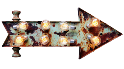 Rusty Arrow Marquee Sign with Bulbs