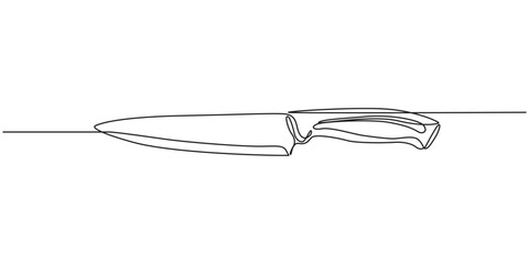 Kitchen knife one line continuous drawing. Kitchen tools continuous one line illustration. Vector minimalist linear illustration, Knife kitchen continuous line. Continuous one line drawing knife pro.