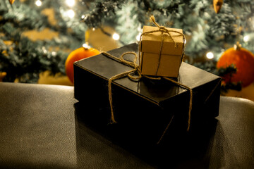 Christmas theme with gifts and decorations