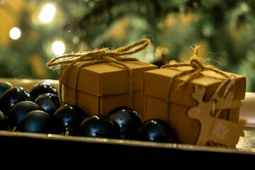 Christmas theme with gifts and decorations