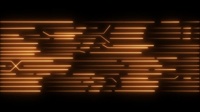 Seamless Loop. Glowing orange Circuit Lines on a Dark Background for Digital Connectivity, High-Tech Networks, Technology and Communication Systems. 