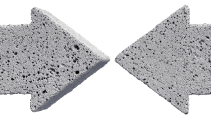 Two concrete arrows pointing towards each other
