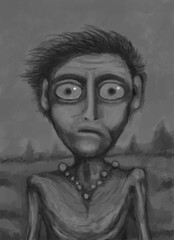 Abstract face. Abstract image for printing. Picture for modern interiors. The picture is painted by hand on a tablet. © neurostructure