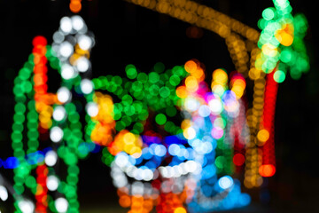 An abstracted view of blurry Christmas lights