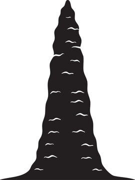 African Termite Mound Chimney Spire Silhouettes isolated on white background