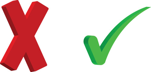 3D Button Yes OR No Decision Sign  Vector