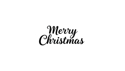 Elegant Merry Christmas text in black calligraphy script. Handwritten holiday greeting for seasonal design projects. Isolated vector graphic element with a transparent background for easy use.